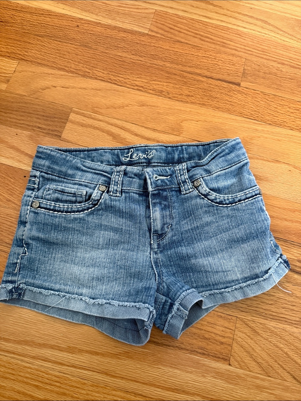 Levi's Faded Blue Rolled-Hem Denim Shorts